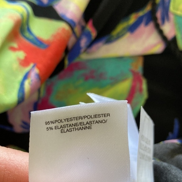 PAPPAGALLO popover blouse multicolored bright fruit print tassels tie front - Picture 11 of 11